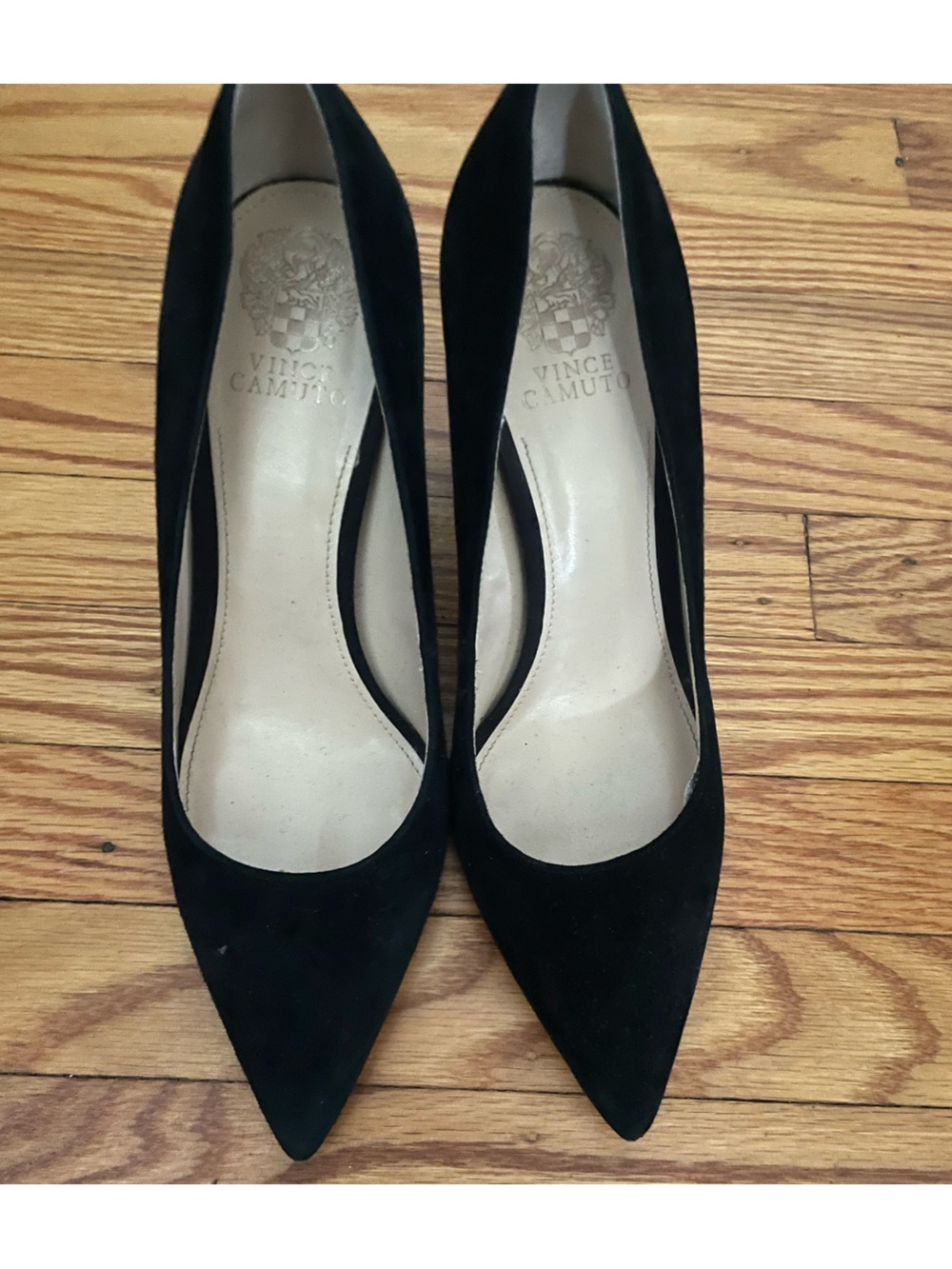 Vince Camuto Black Suede Pointed-Toe Block Heels Women’s Size 10
